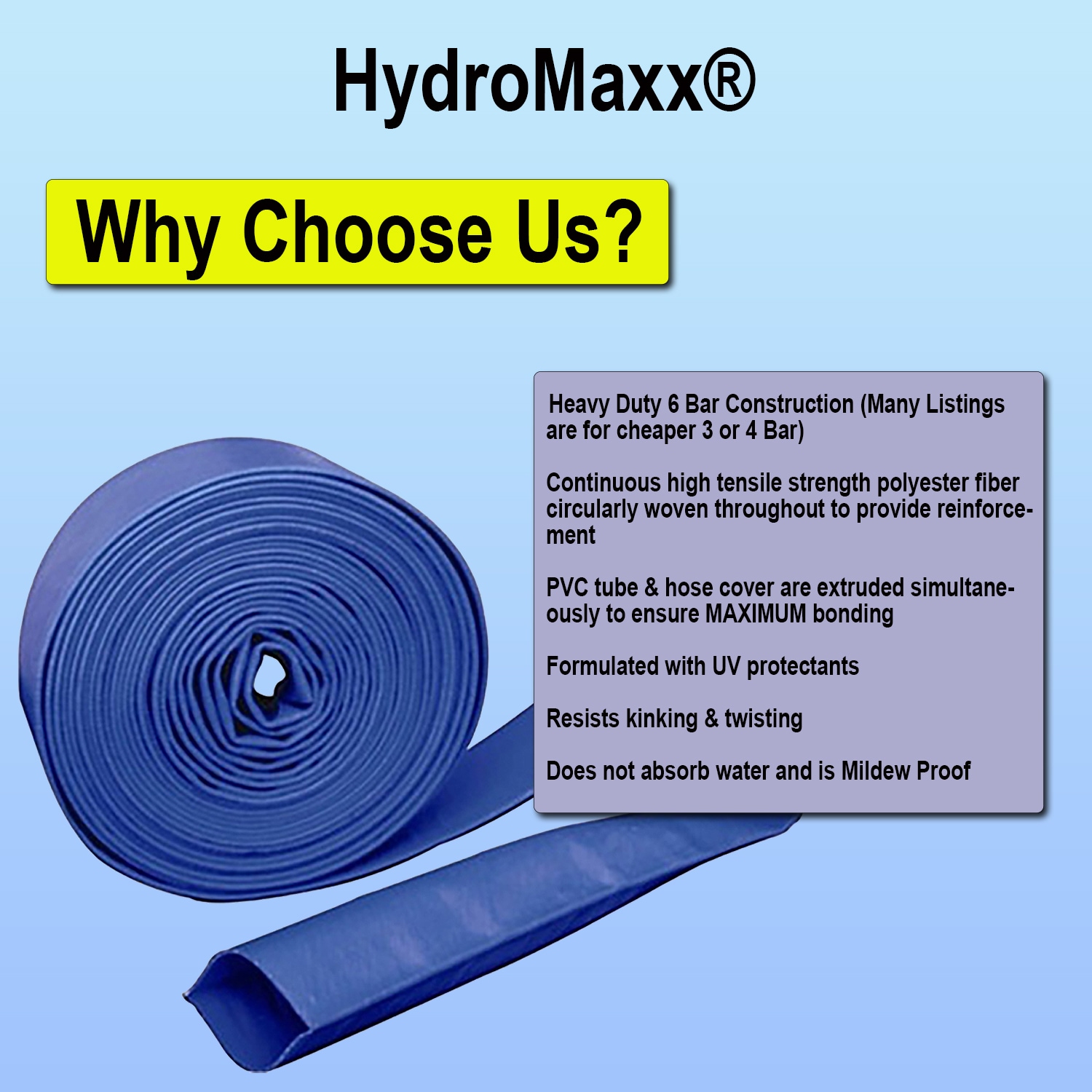 2-in ID x 100-ft PVC Blue Flat discharge hose - Image 3