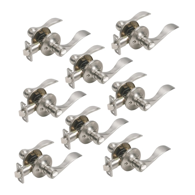 Design House Springdale Satin Nickel Universal Interior Bed/Bath Privacy Door Handle (8-Pack)