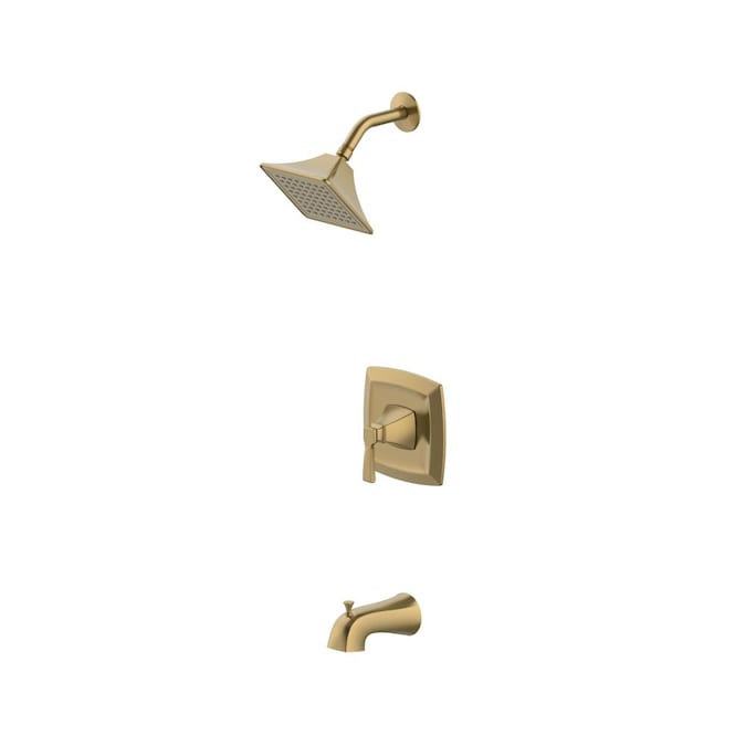 allen + roth Chesler Brushed Gold 1-handle Single Function Square Bathtub and Shower Faucet Valve Included