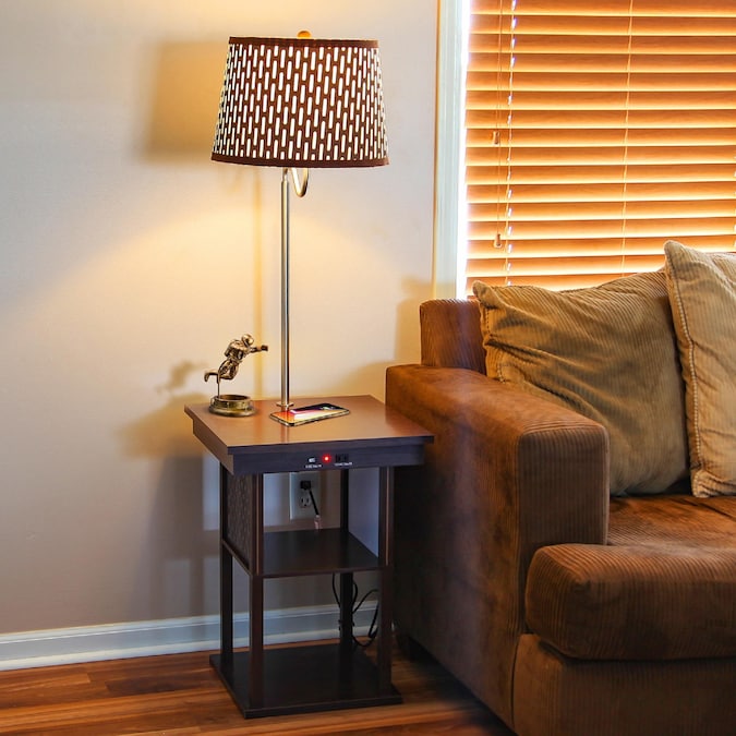 Brightech 56-in Havana Brown LED Rotary Socket Table Lamp with Fabric Shade