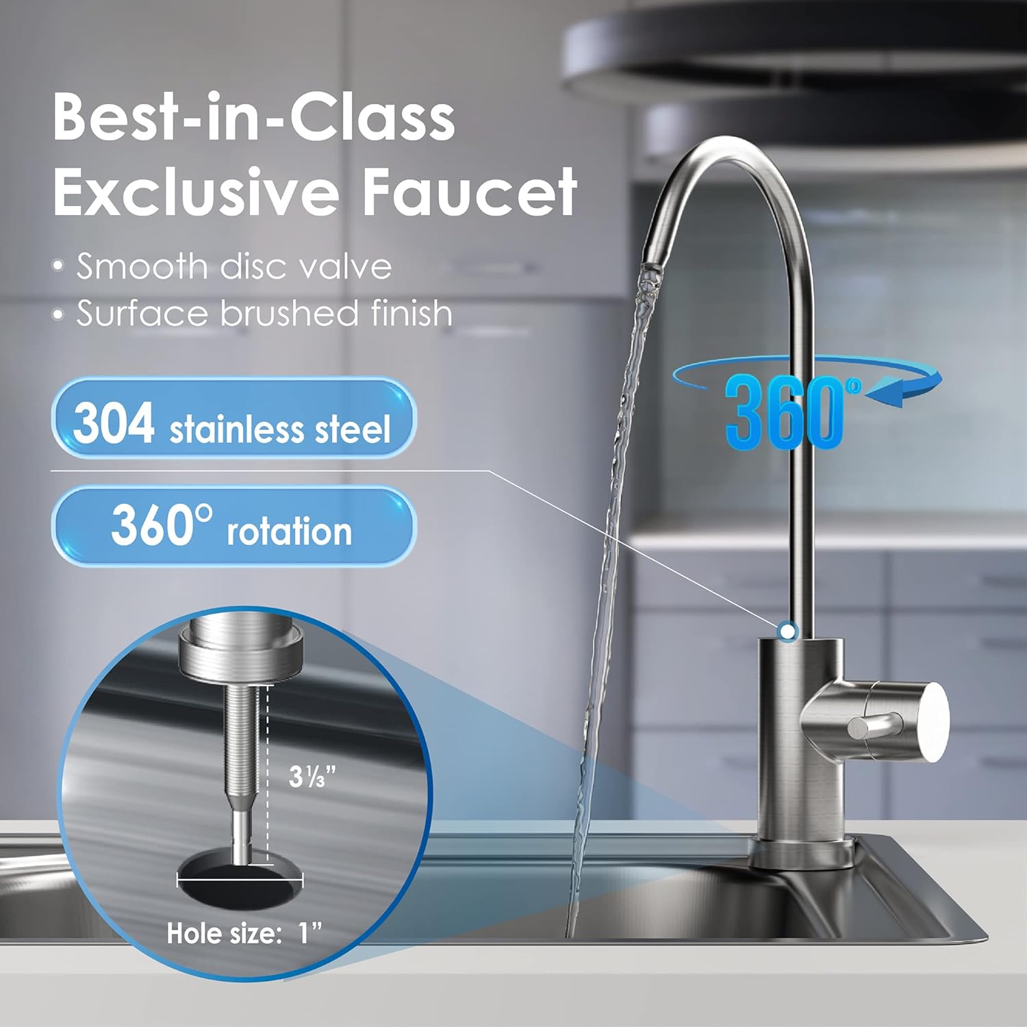 Ultra Filtration Systems Single-stage Activated Carbon Under Sink Water Filtration System with Ss304 Faucet - Image 2