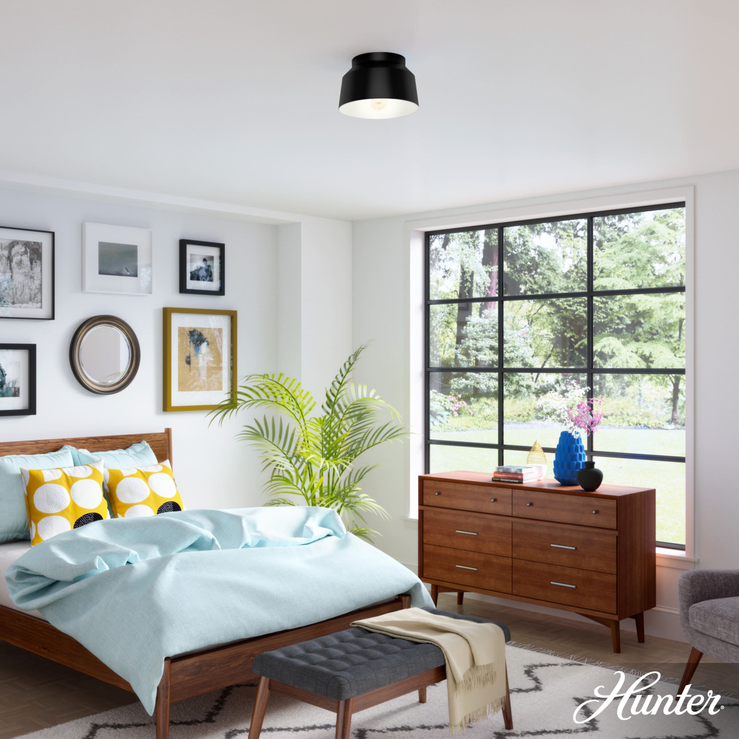 Cranbrook 1 -Light 11.5-in Matte Black Flush Mount Light - Image 2