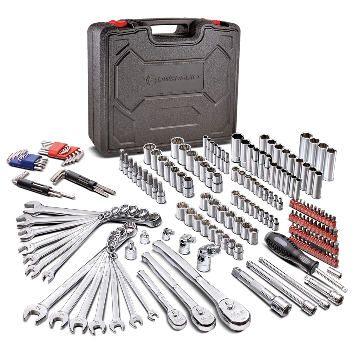 200 -Piece Standard (SAE) and Metric Polished chrome Mechanics Tool Set with Hard Case