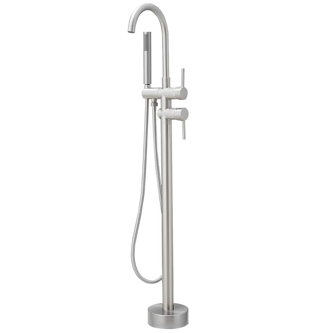 BWE Brushed Nickel 1-handle Freestanding High-arc Bathtub Faucet with Hand Shower (Valve Included)