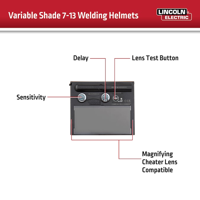 Lincoln Electric Auto Darkening Variable Shade Red Welding Helmet - Image 9
