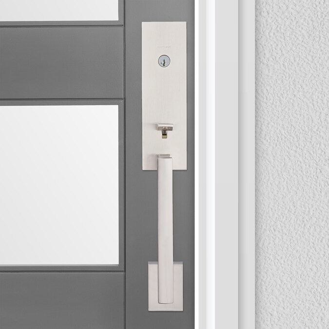 Kwikset Signature Series Vancouver Satin Nickel Single Deadbolt Keyed Entry Door Handleset with Halifax Handle and Smartkey - Image 9