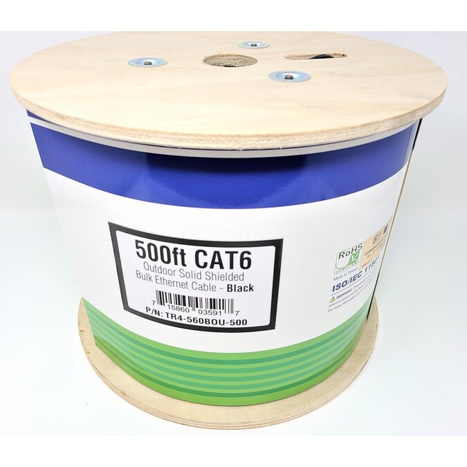 Micro Connectors Bulk 500-ft 23 Cat 6 4 Communications Multipurpose Blue Data Cable Spool - Image 5