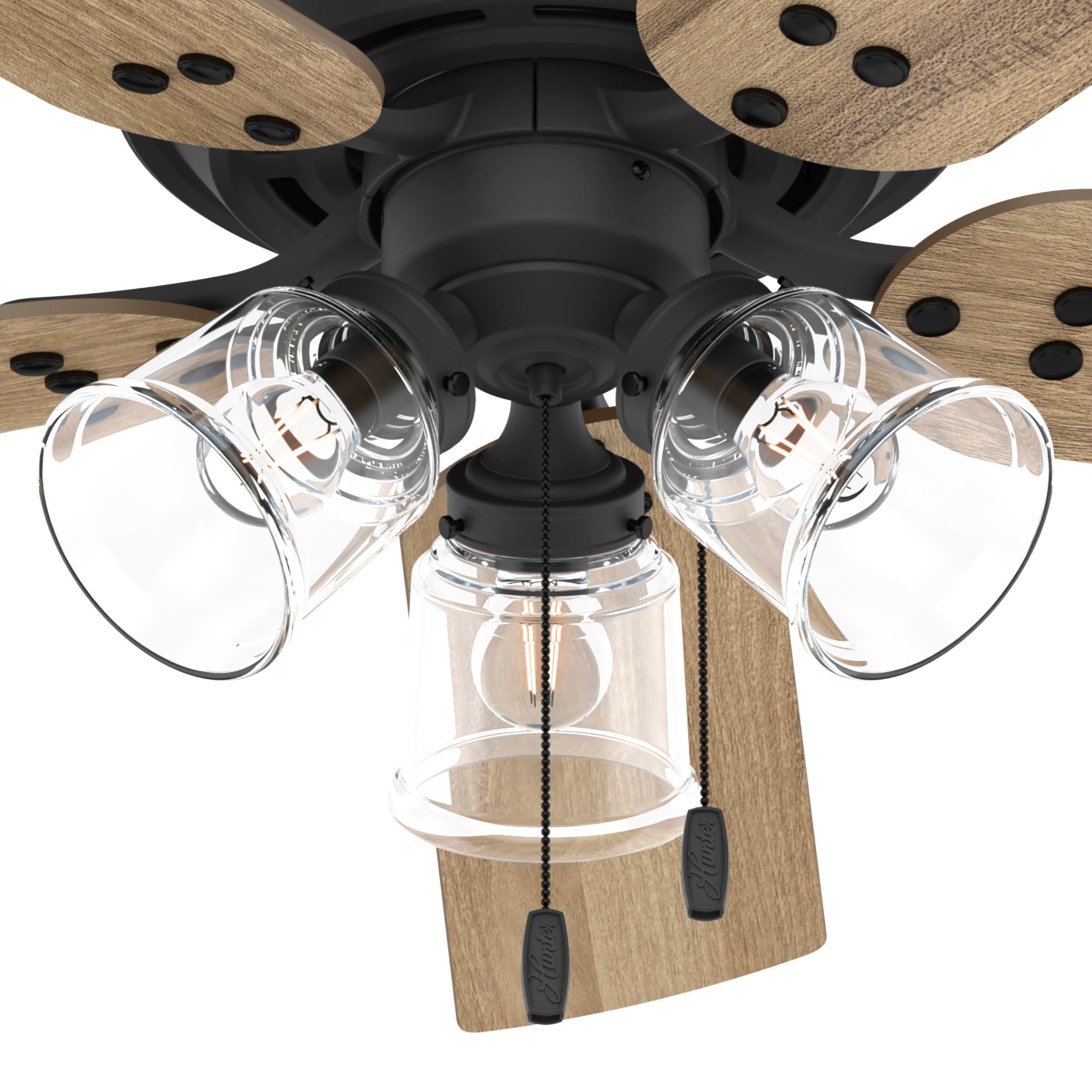 Shady Grove 52-in Matte Black with Golden Maple Blades Ceiling Fan With Light ( 5 -Blade ) - Image 11
