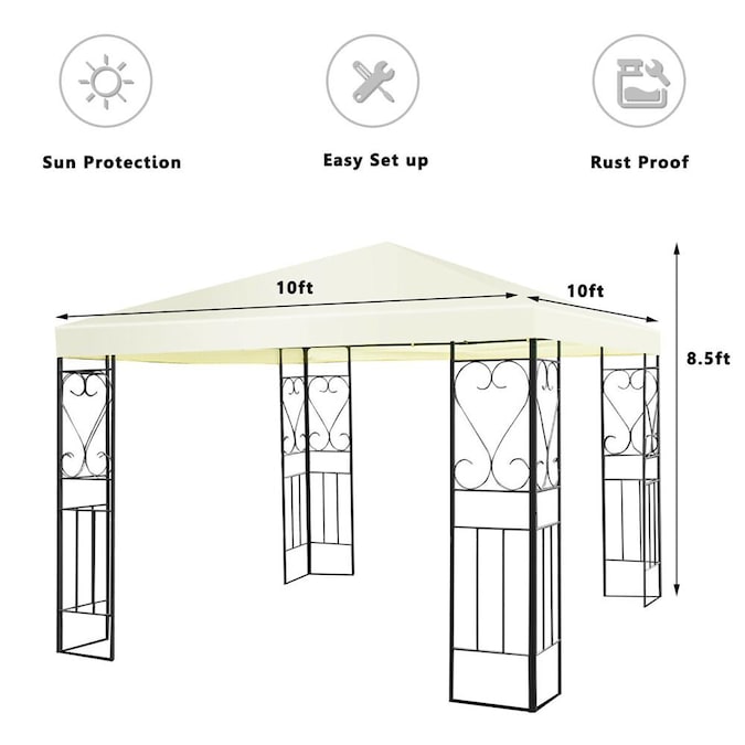 Costway 10-ft x 10-ft Square Beige Party Canopy - Image 5