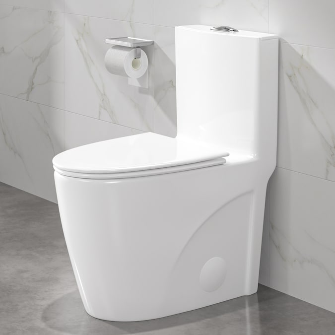 Eridanus Reno Crisp White Dual Flush Elongated Chair Height 1-Piece Soft Close Toilet 12-in Rough-In WaterSense 1.6-GPF