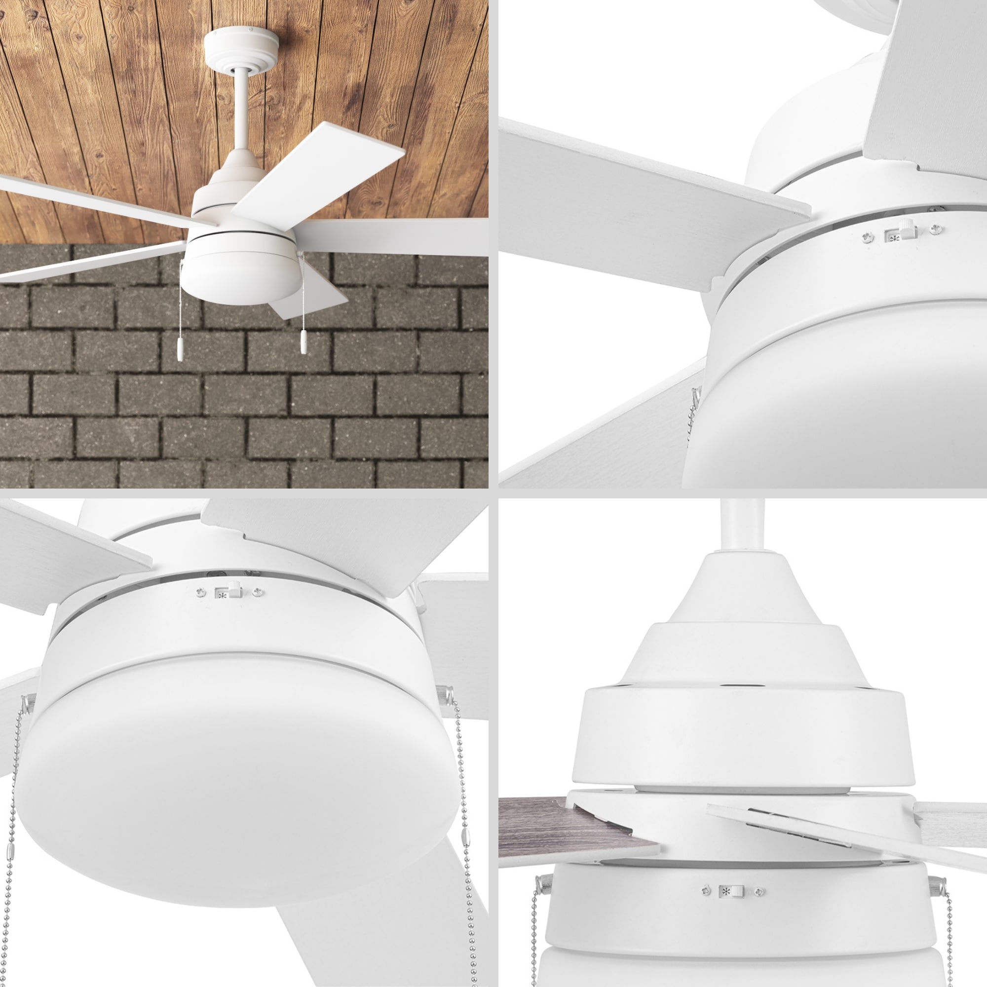 Kennerly 44-in Integrated LED Outdoor White with White/Gray Wash Blades Ceiling Fan With Light ( 5 -Blade ) - Image 6