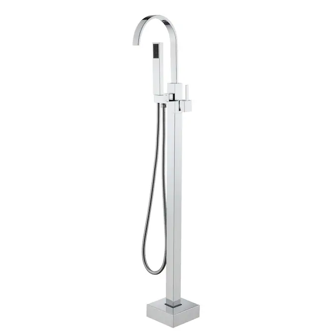 CASAINC Chrome 2-handle Freestanding Swivel Bathtub Faucet with Hand Shower (Valve Included)
