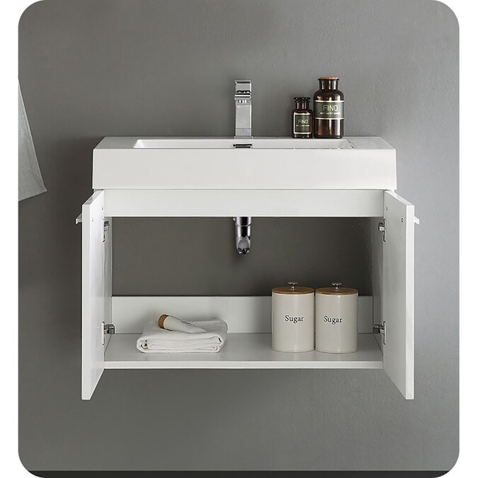 Fresca Vista 30-in White Floating Bathroom Vanity Base Cabinet without Top - Image 5