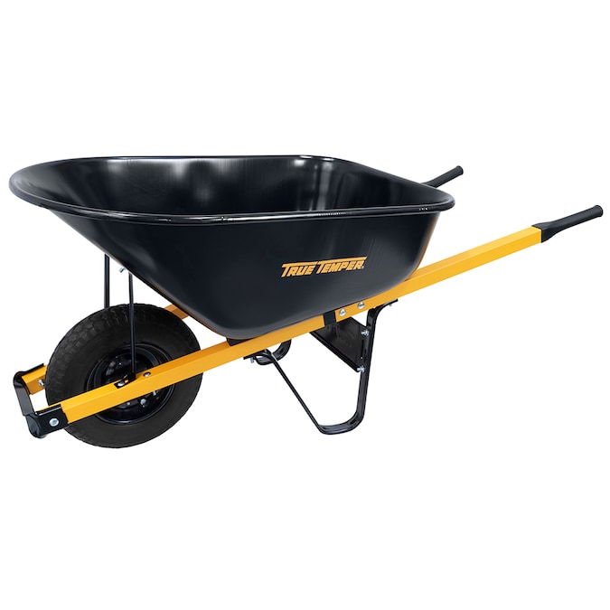 True Temper 6-cu ft 1 Wheel Steel Push Wheelbarrow Flat-Free Tire