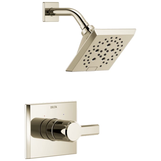 Delta Pivotal Lumicoat Polished Nickel 1-handle Multi-function Square Shower Faucet Valve Included