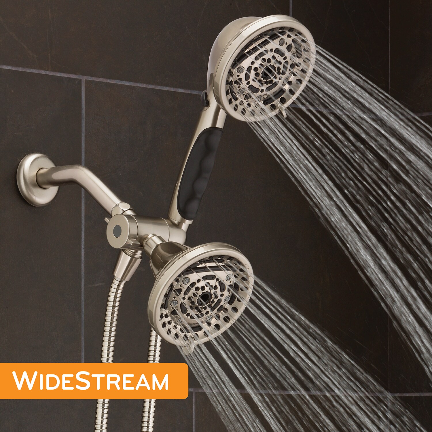 PowerMax 99.0 -Spray Brushed Nickel 4.5-in Round Dual/Combo High Pressure Shower Head 1.8 GPM - Image 10