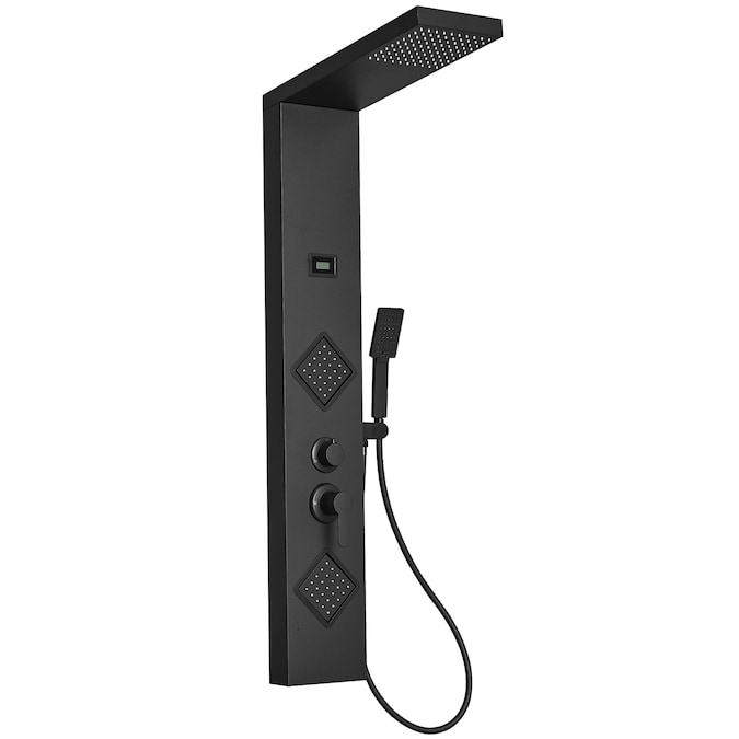 BWE Matte Black 8-in Shower Tower System with 3-way Diverter (Valve Included)