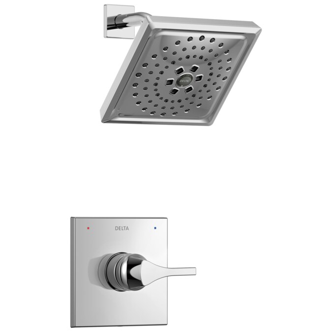 Delta Zura Chrome 1-handle Multi-function Square Shower Faucet Valve Included