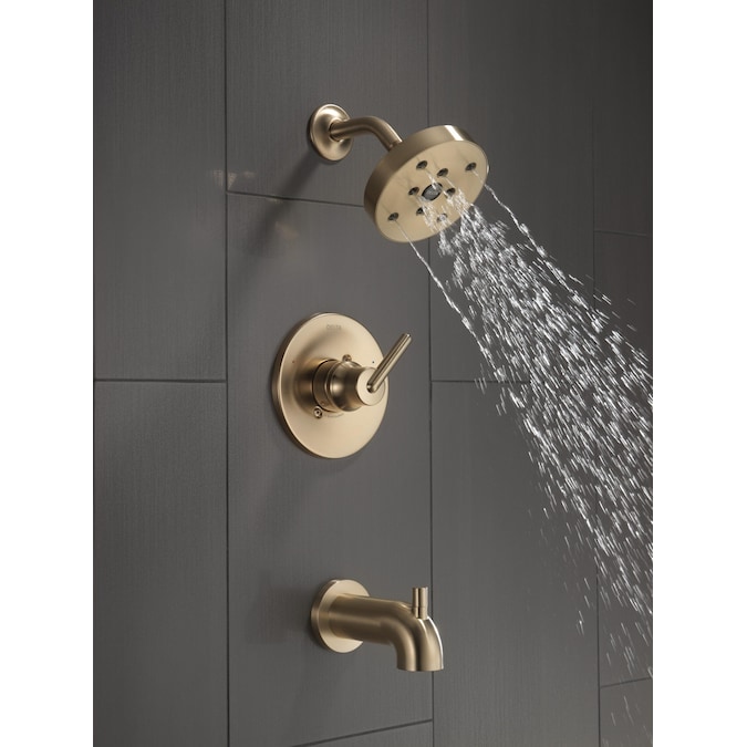 Delta Trinsic Champagne Bronze 1-handle Single Function Round Bathtub and Shower Faucet Valve Included - Image 2