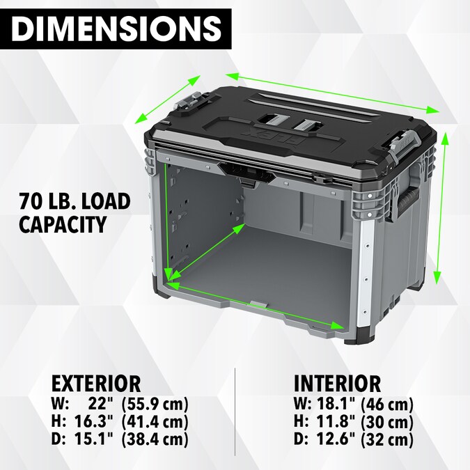 FLEX STACK PACK 15.1-in W x 16.3-in H x 22-in D Gray Polypropylene Tool Box - Image 10