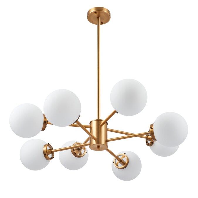CO-Z 8-Light Antique Brass Mid-century Led, Dry rated Chandelier