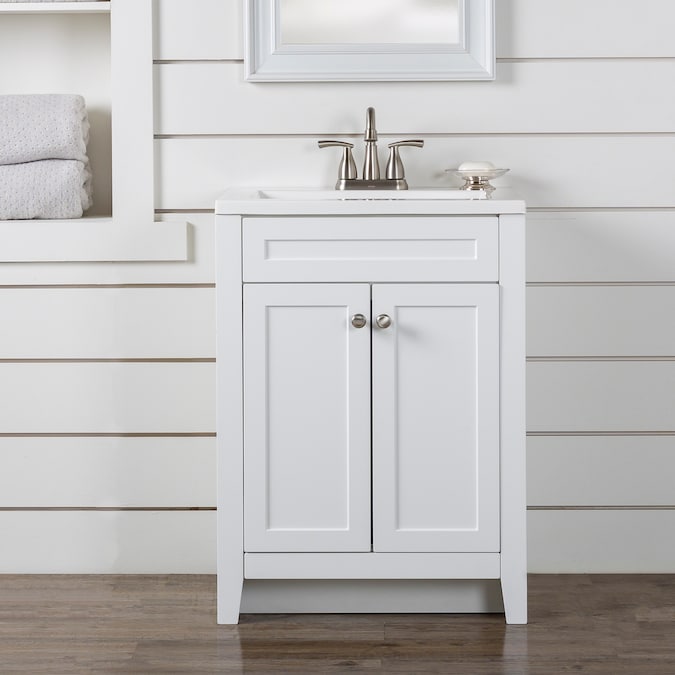 Diamond NOW Roswell 24-in White Single Sink Bathroom Vanity with White Cultured Marble Top