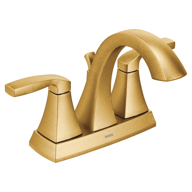 Moen Voss Brushed Gold 4-in centerset 2-Handle WaterSense Bathroom Sink Faucet with Drain