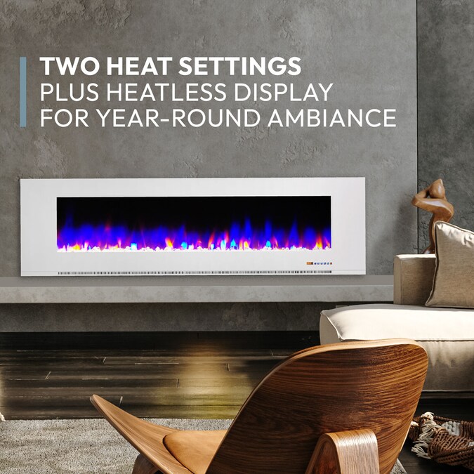 Cambridge 72-in W White Fan-forced Wall-mount Electric Fireplace with Remote Control Included - Image 7