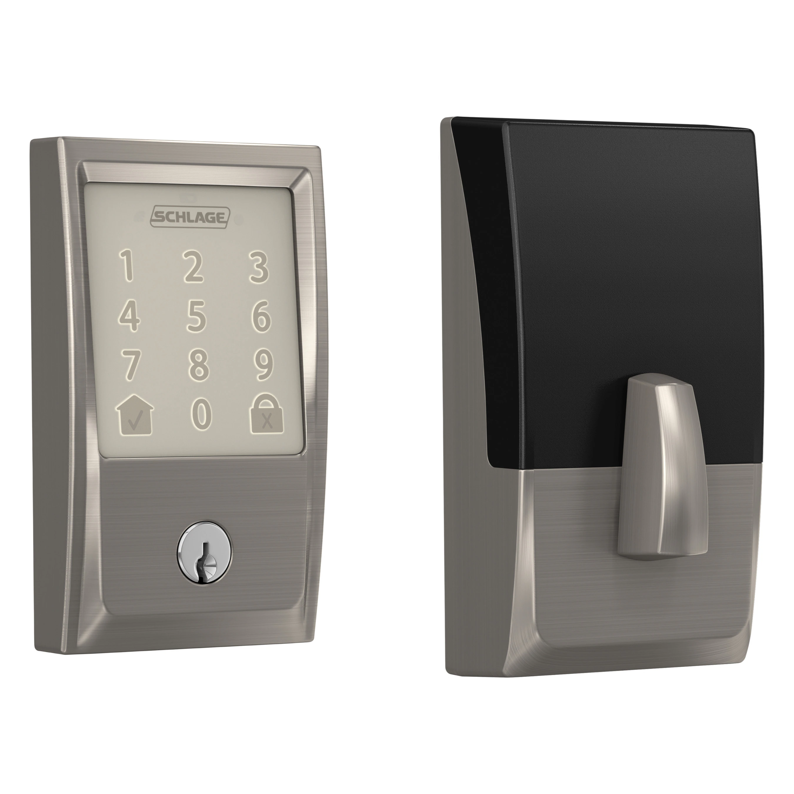 Encode Customizable Keying Century Satin Nickel Smart Lock Electronic Deadbolt with Wifi Bluetooth and Touchscreen Keypad