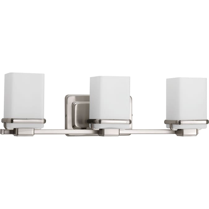 Progress Lighting Metric 22.12-in 3-Light Brushed Nickel Coastal Vanity Light