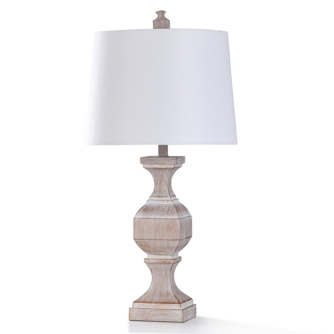 StyleCraft Home Collection 30.5-in Washed Cream Stone Colored Resin 3-way Table Lamp with Linen Shade