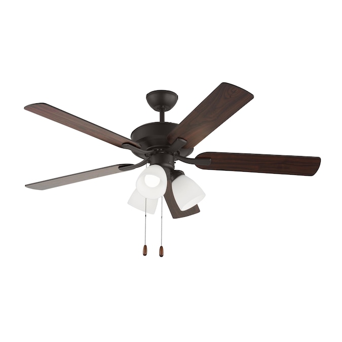 Generation Lighting Linden 52 LED 3 52-in Bronze with Bronze/American Walnut Reversible Blades LED Indoor/Outdoor Ceiling Fan with Light (5-Blade)