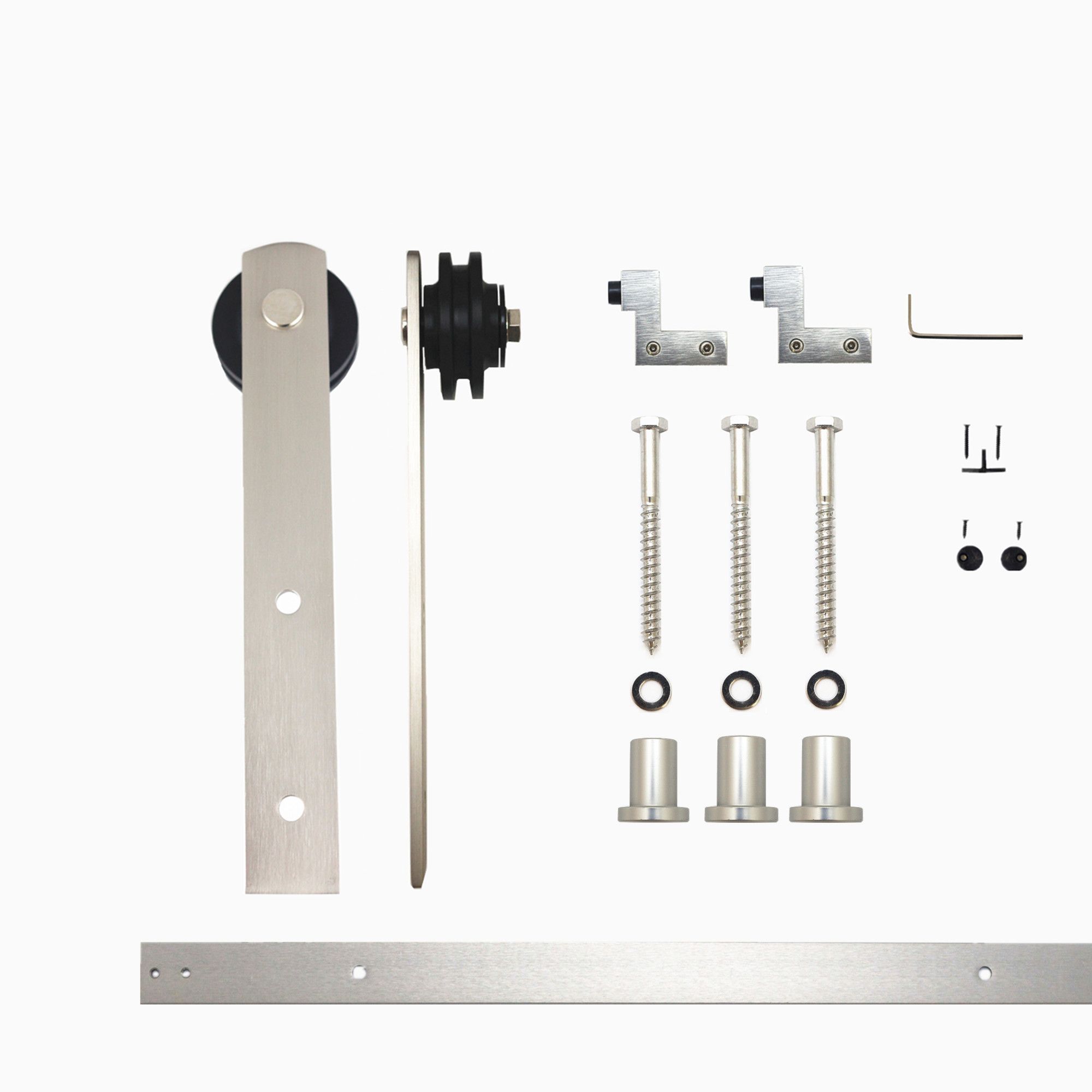 54-in Brushed Brushed Nickel Indoor I-strap Single Barn door hardware kit