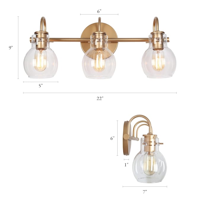 LNC Pursuit 22-in 3-Light Matte Gold LED Modern/Contemporary Vanity Light Bar - Image 8