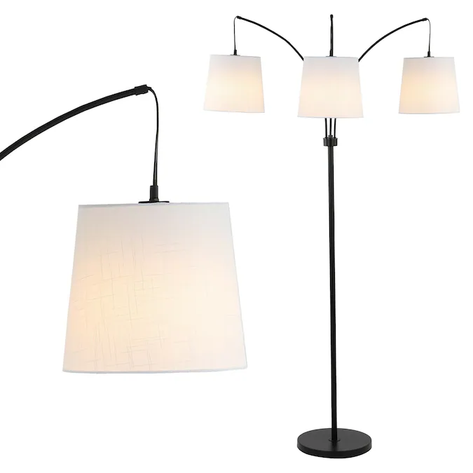 JONATHAN  Y Sylva 3-Light Iron Head-Adjustable Mid-Century 72.5-in Black Multi-head Floor Lamp
