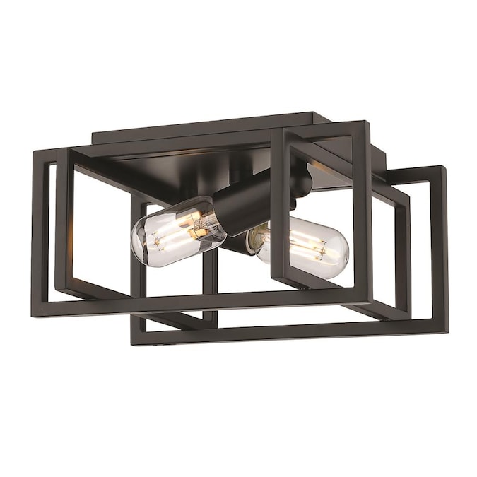 Golden Lighting Tribeca 2-Light Gloss Black Flush Mount Light