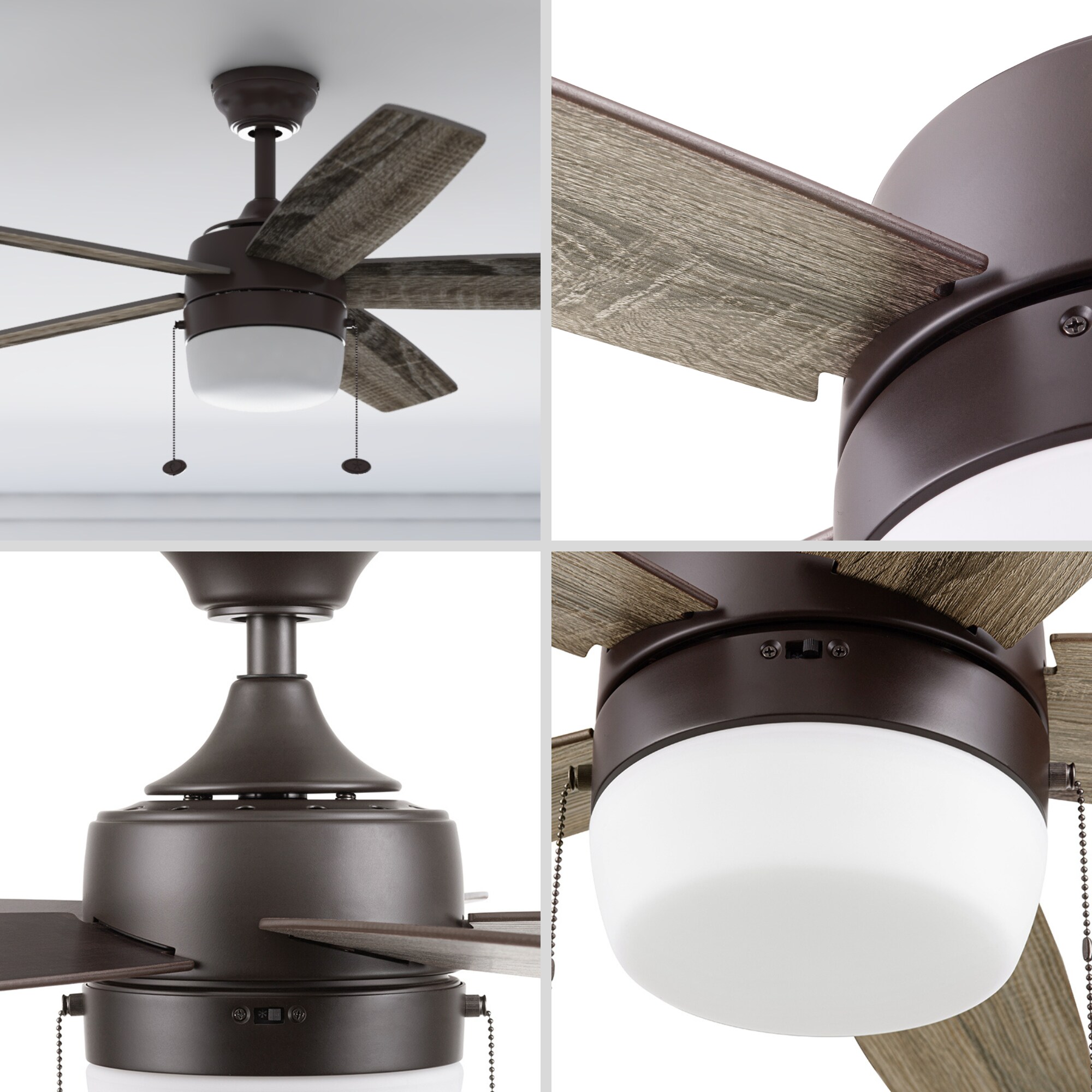 Becca 44-in Color-Changing Bronze with Mocha/Cocoa Blades Ceiling Fan With Light ( 5 -Blade ) - Image 7