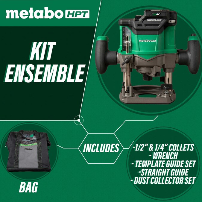 Metabo HPT 1/4-in and 1/2-in 2-HP Variable Brushless Plunge Cordless Router (Bare Tool) - Image 3