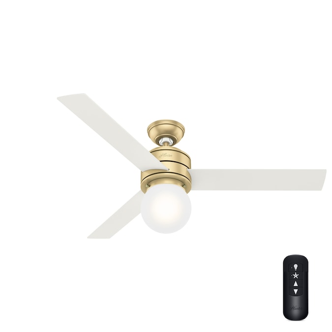 Hunter Allison 52-in Modern Brass with Fresh White/Drifted Oak Blades LED Indoor Ceiling Fan with Light and Remote (3-Blade) - Image 5