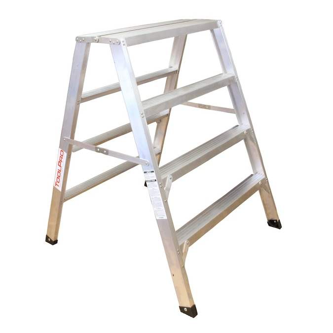 ToolPro 4 ft. Aluminum Flat-Top Sawhorse 4-ft Aluminum Type 1A-300-lb Load Capacity Step Ladder