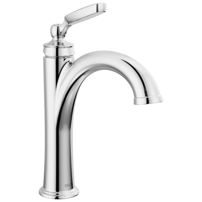 Delta Woodhurst Chrome Single Hole 1-Handle WaterSense Bathroom Sink Faucet with Drain and Deck Plate