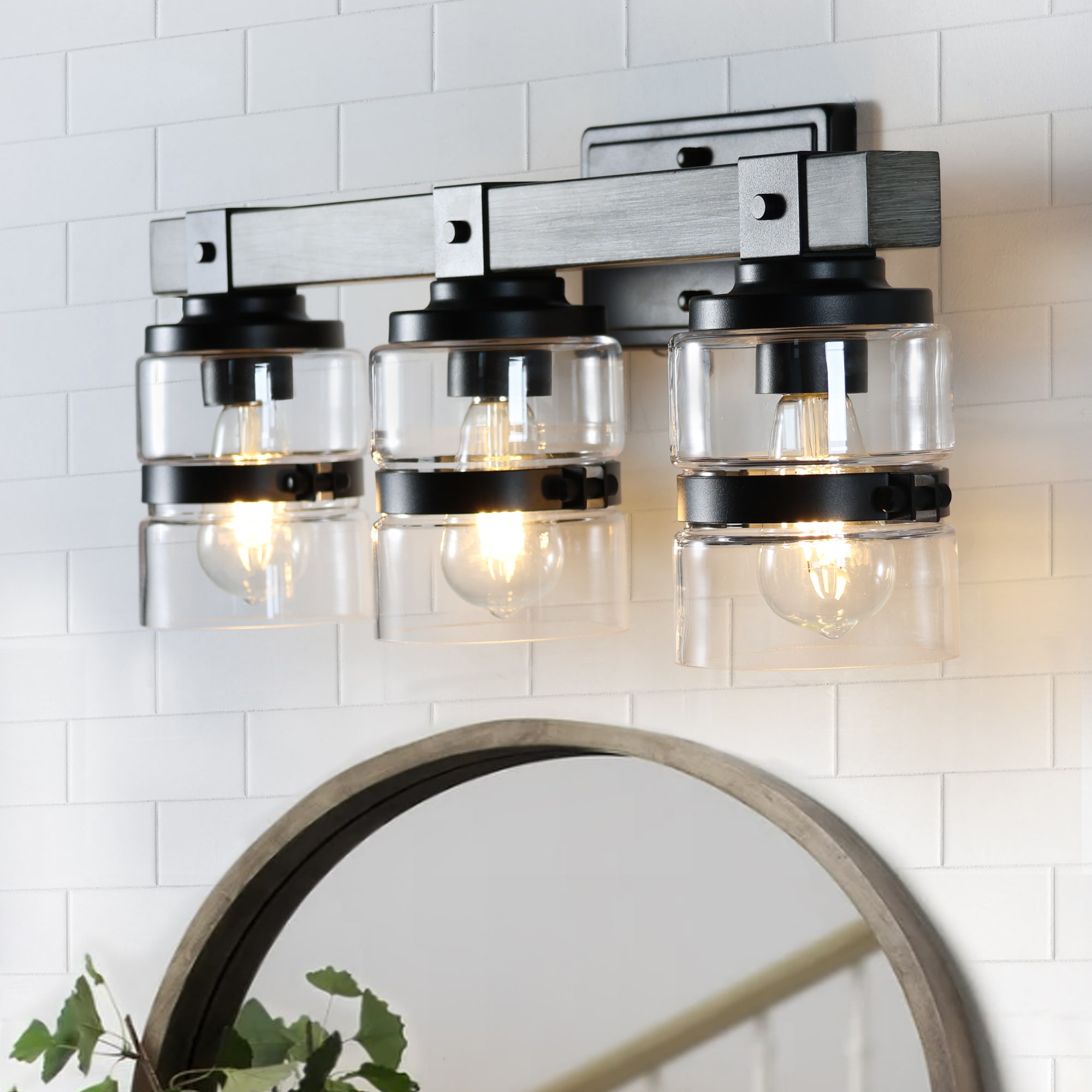 Elegance 23-in 3 -Light Matte Black Rustic Vanity light