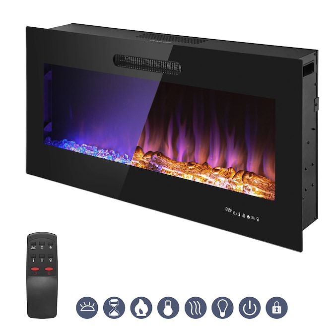 Prominence Home 42-in W Matte Black LED Wall-mount Electric Fireplace with Remote Control Included