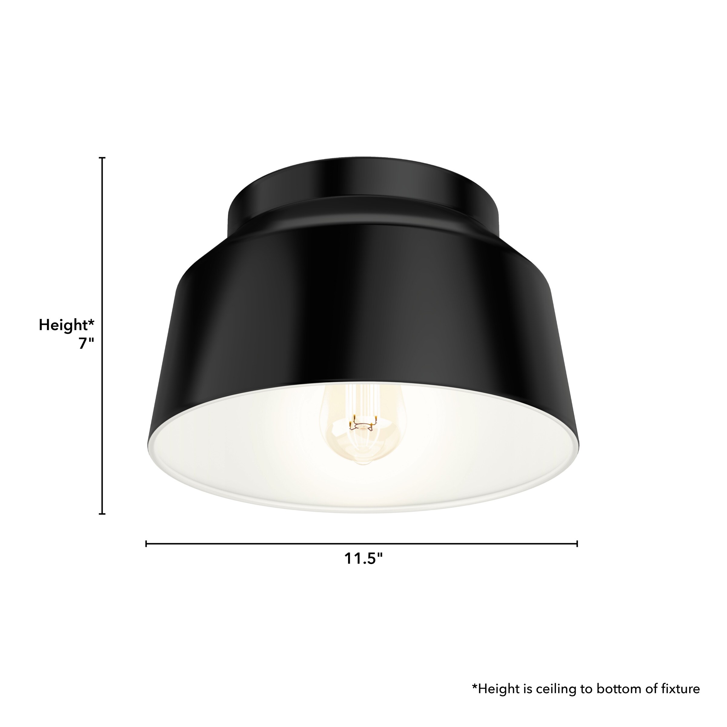 Cranbrook 1 -Light 11.5-in Matte Black Flush Mount Light - Image 5