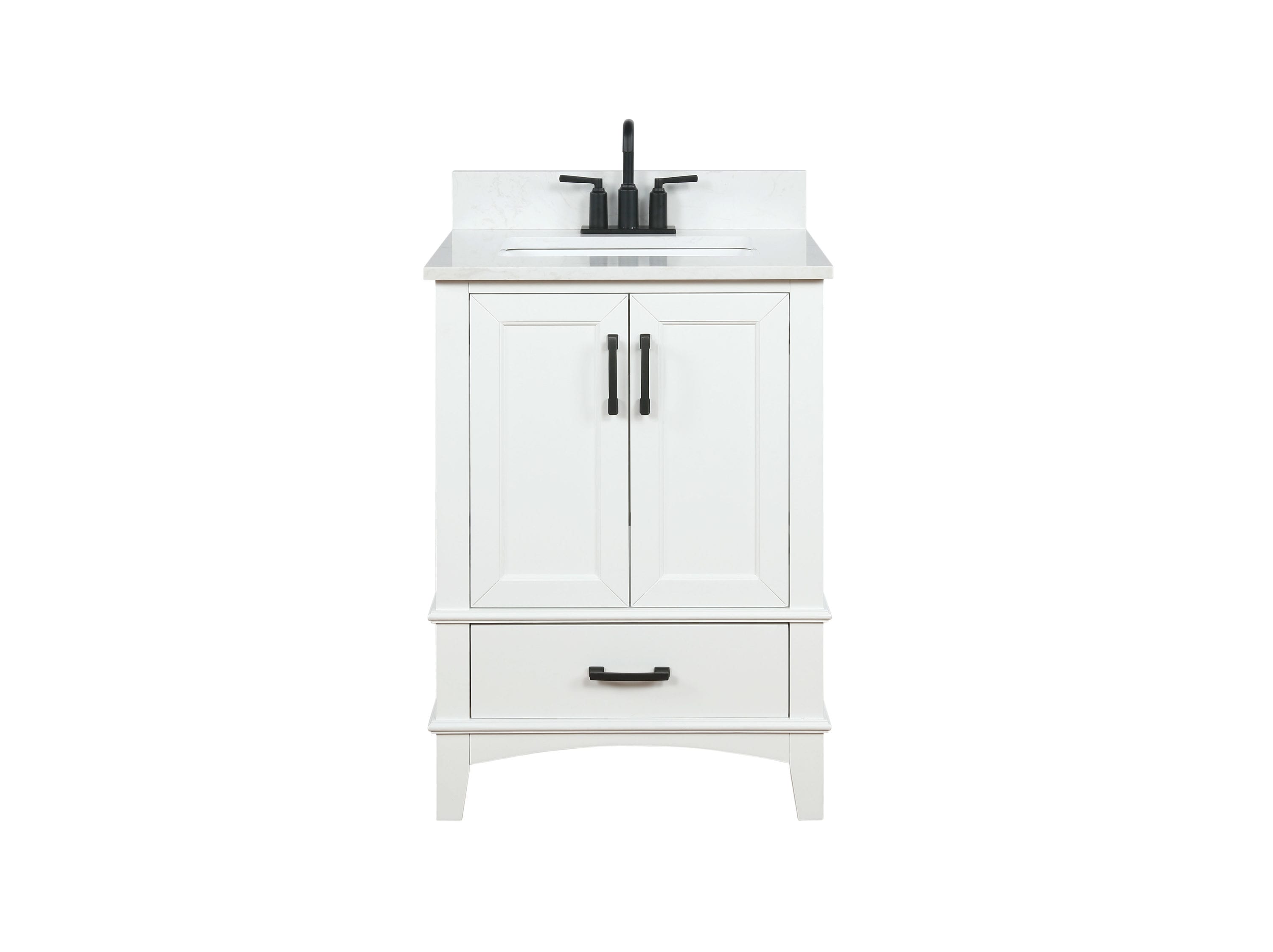Emily 24-in White Single sink Bathroom Vanity with Carrara Cultured Marble Cultured marble Top