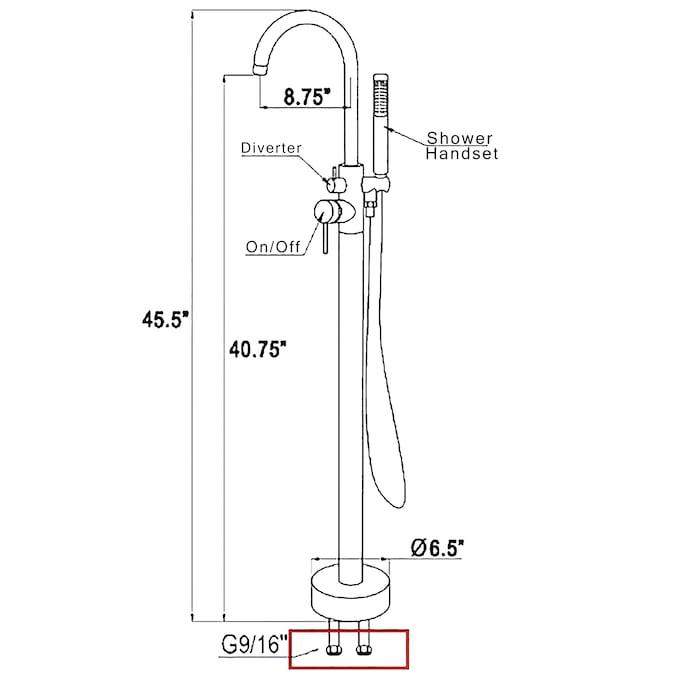 AKDY Brush Nickel 1-handle Freestanding High-arc Bathtub Faucet with Hand Shower (Valve Included) - Image 9