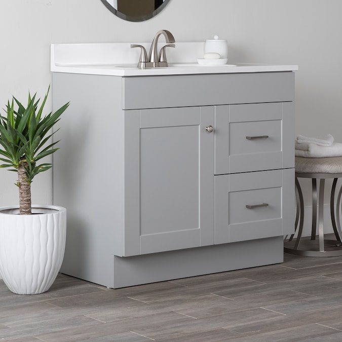 Project Source 36-in Gray Bathroom Vanity Base Cabinet without Top - Image 3