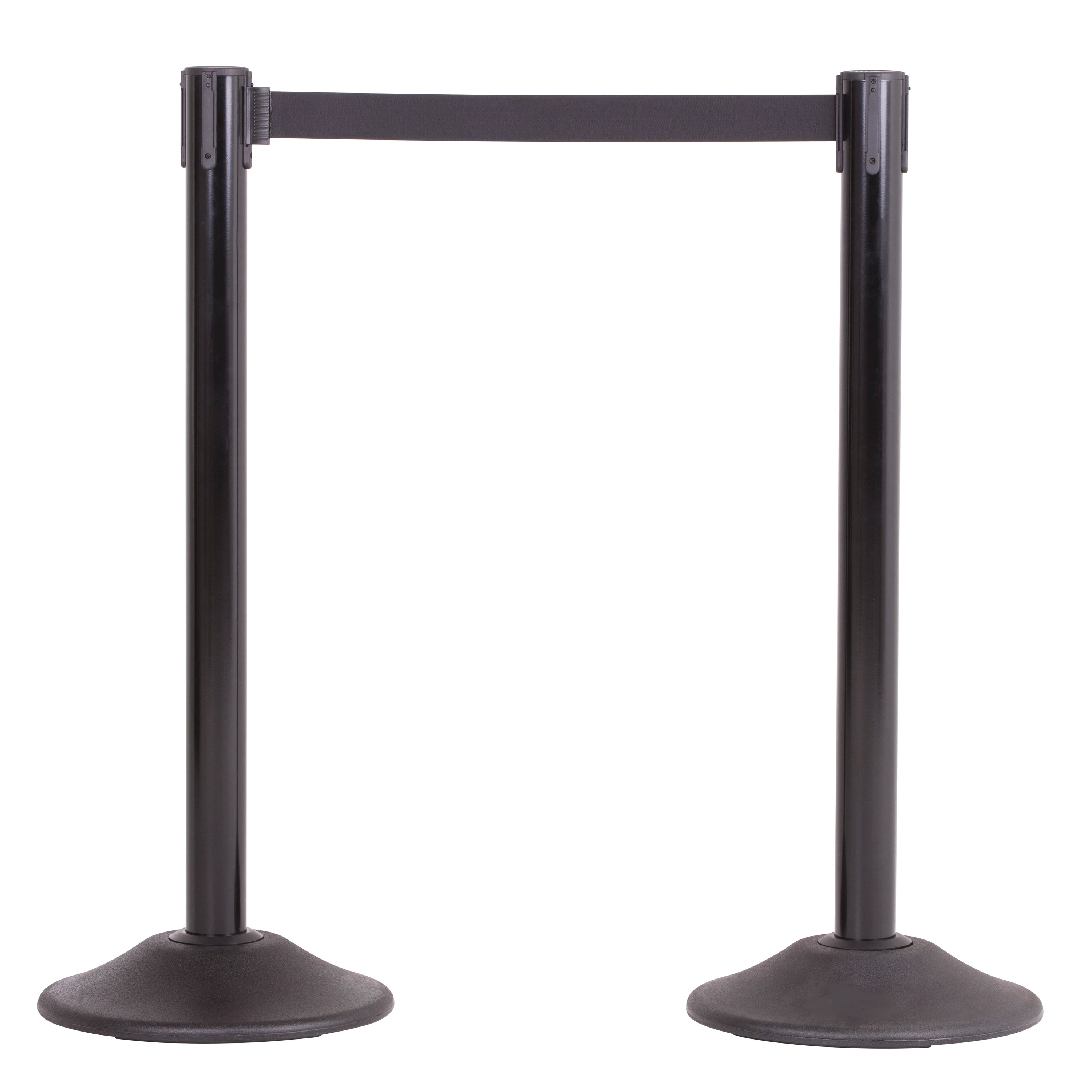 Black Steel Stanchion with 13 Foot Black Retractable Belt