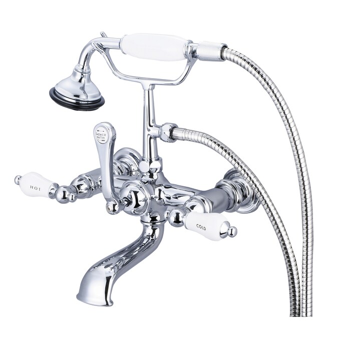 Water Creation F6 Chrome 3-handle Wall-mount High-arc Bathtub Faucet with Hand Shower
