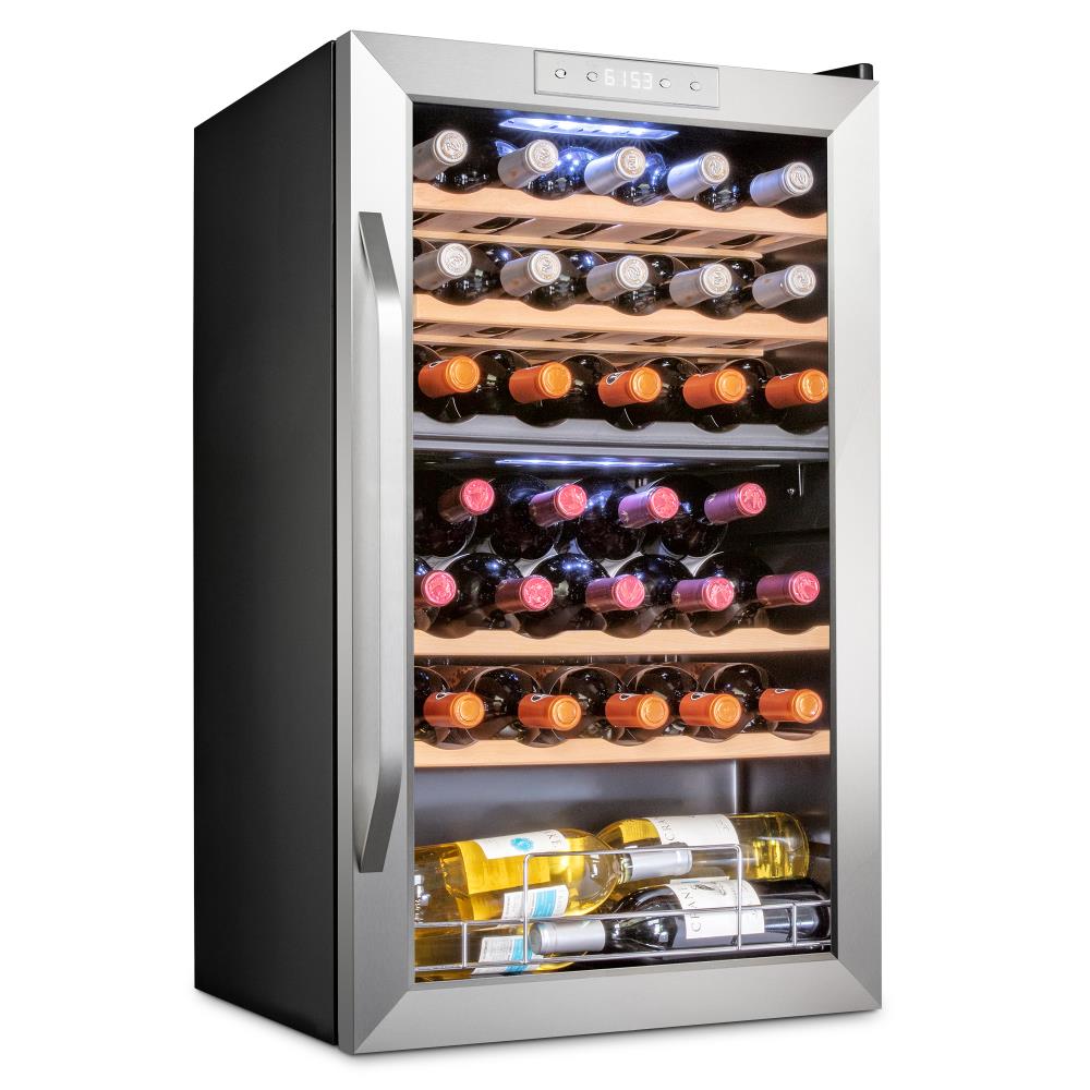 19.49-Inches W 33 -Bottles Stainless steel Dual Zone Cooling Freestanding Indoor Wine Cooler